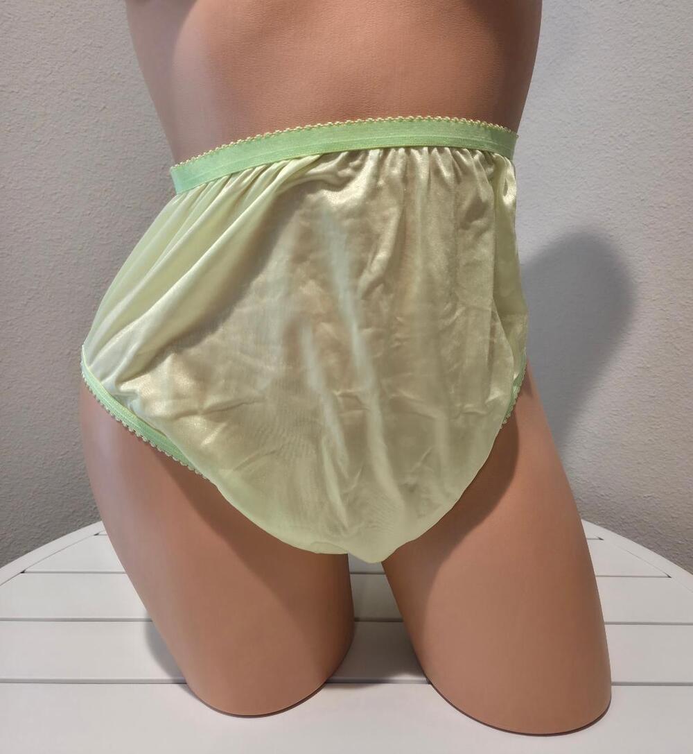 Shadowline 17842 Women's Hi Cut Panty Nylon Brief Full Coverage Lime Green